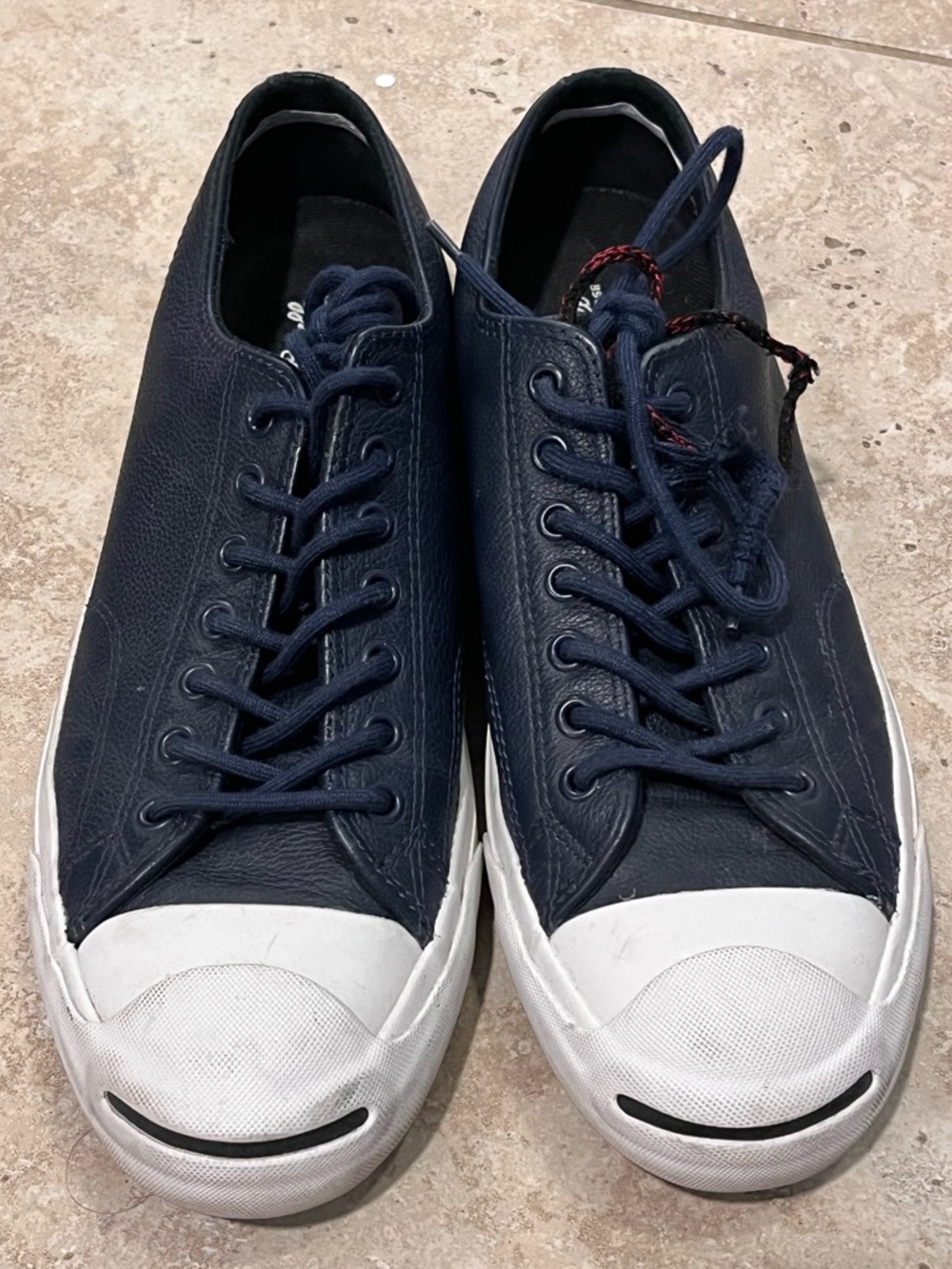 Converse Jack Purcell Ox Sneaker Shoes Mens Blue Leather Low Top Lace Up 10 EUC